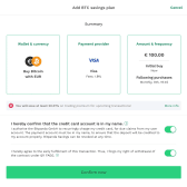 Bitpanda Bitcoin Savings Plan: Checkout preview