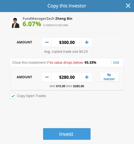 eToro Copy Trading demonstration