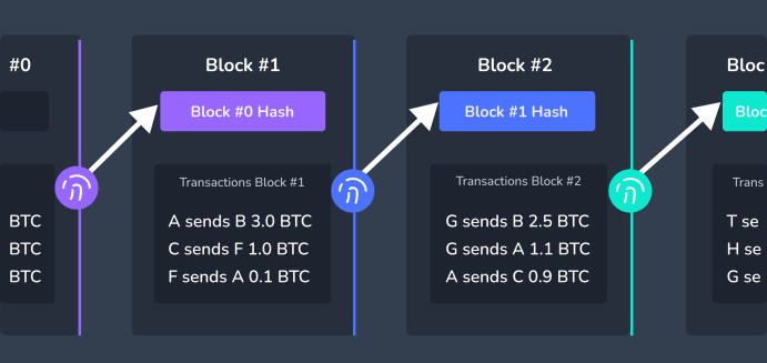 Bitcoin blockchain: Blocks sealed by hashes