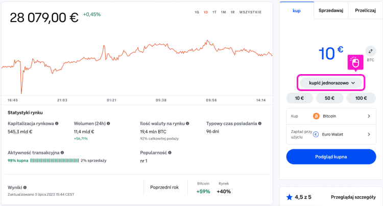 Coinbase: powtarzające zakupy bitcoinów